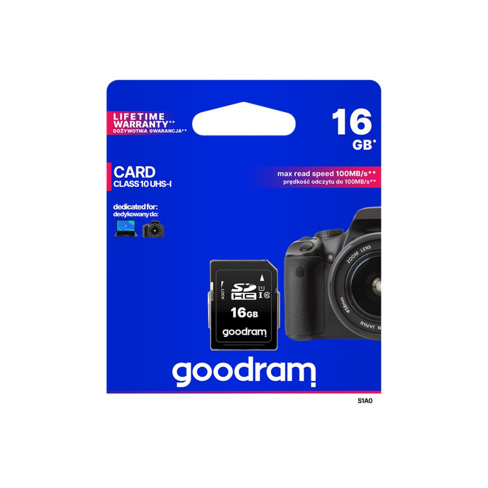 Produktbild för GOODRAM S1A0 - flash-minneskort - 16 GB - SDHC UHS-I
