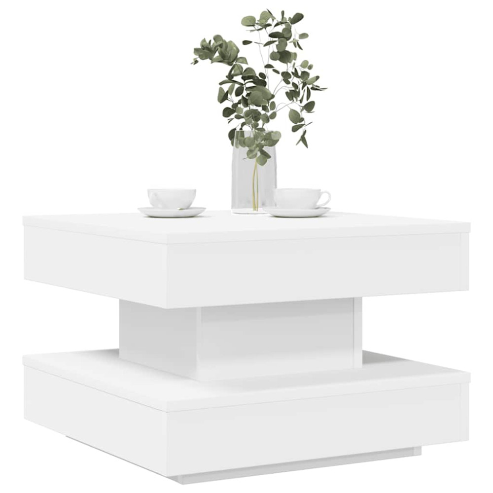 Produktbild för Soffbord 360 grader vridbart vit 50x50x34,5 cm