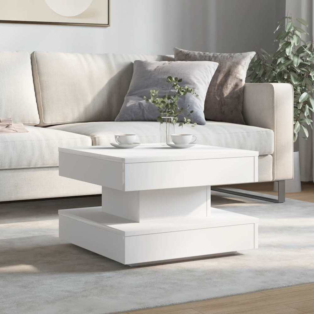 Produktbild för Soffbord 360 grader vridbart vit 50x50x34,5 cm