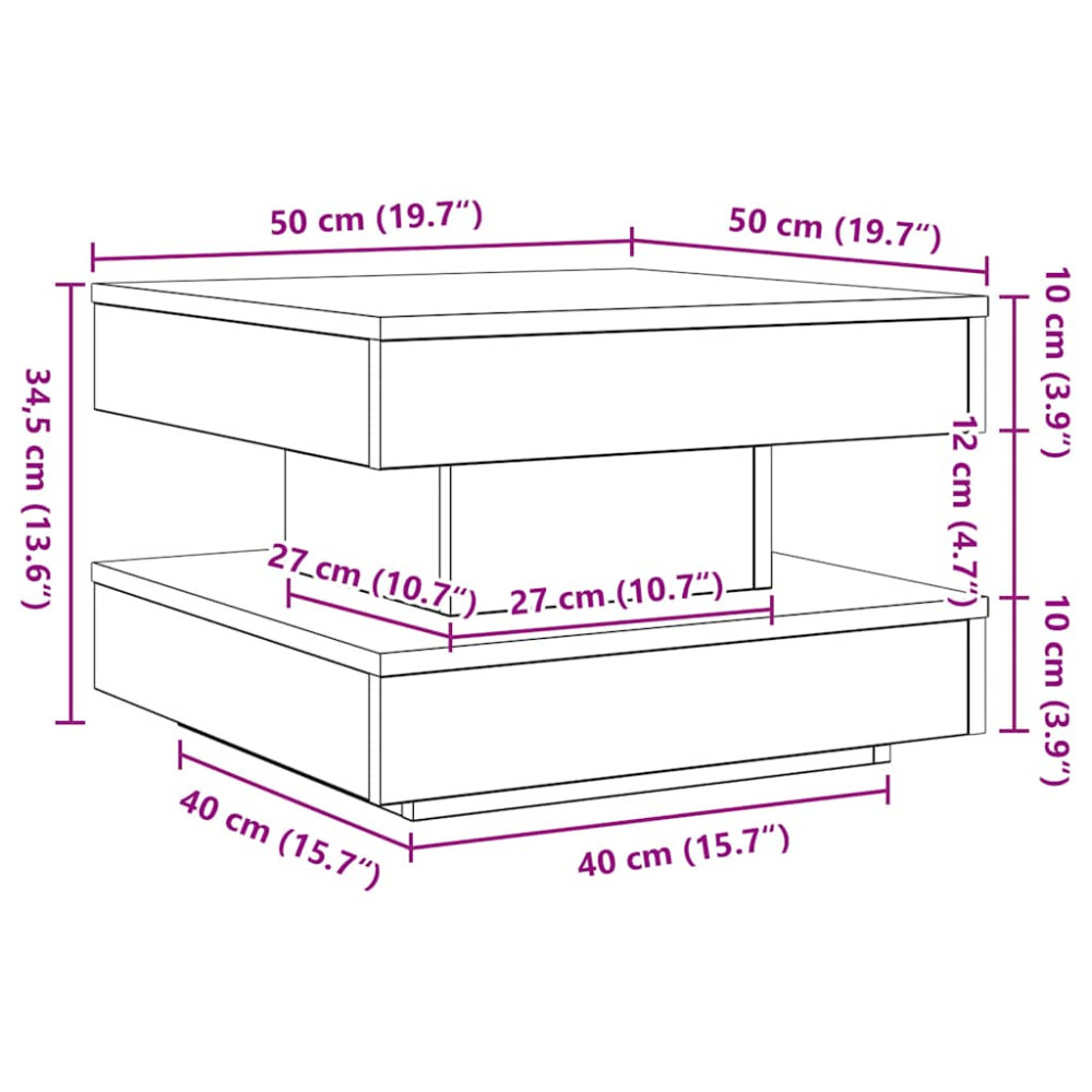 Produktbild för Soffbord 360 grader vridbart vit 50x50x34,5 cm