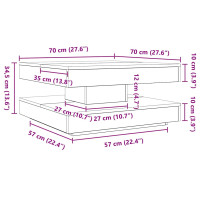 Produktbild för Soffbord 360 grader vridbart vit 70x70x34,5 cm