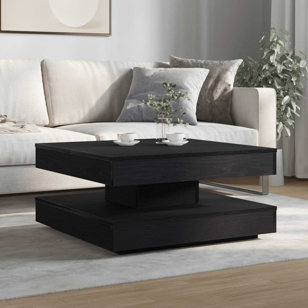 Produktbild för Soffbord 360 grader vridbart svart 70x70x34,5 cm
