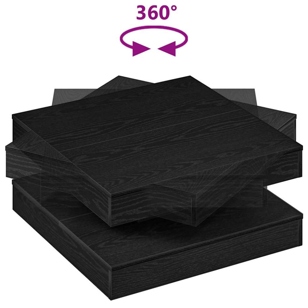 Produktbild för Soffbord 360 grader vridbart svart 70x70x34,5 cm