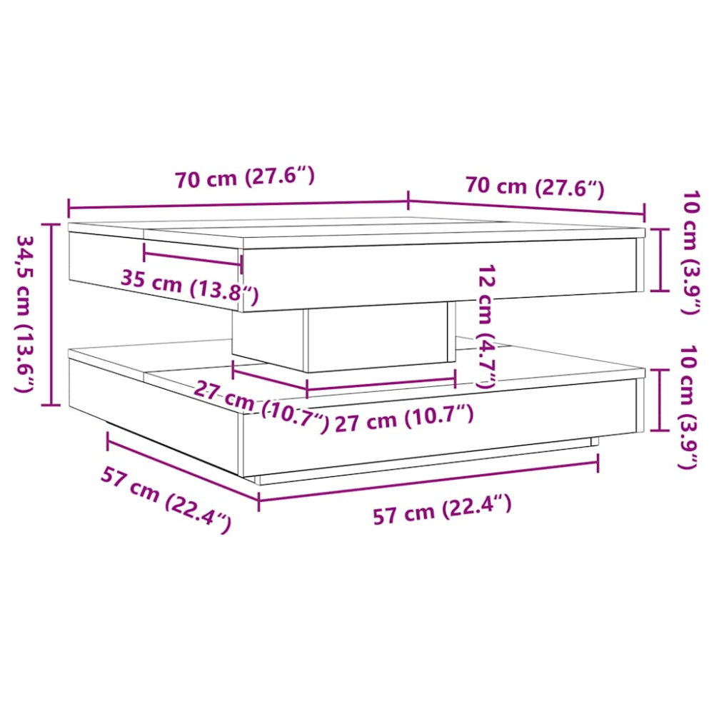 Produktbild för Soffbord 360 grader vridbart svart 70x70x34,5 cm