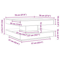 Produktbild för Soffbord 360 grader vridbart svart 70x70x34,5 cm