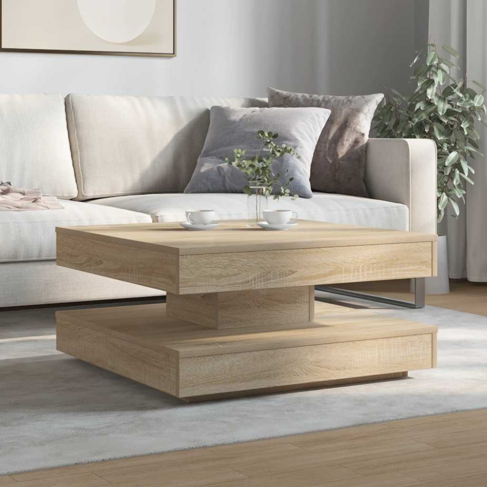 Produktbild för Soffbord 360 grader vridbart sonoma-ek 70x70x34,5 cm