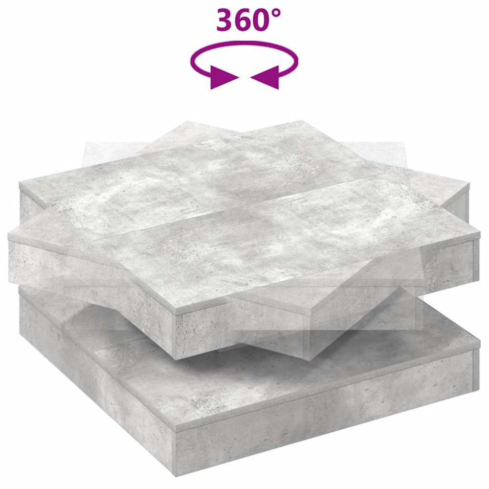 Produktbild för Soffbord 360 grader vridbart betonggrå 70x70x34,5 cm