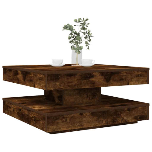 vidaXL Soffbord 360 grader vridbart rökfärgad ek 70x70x34,5 cm