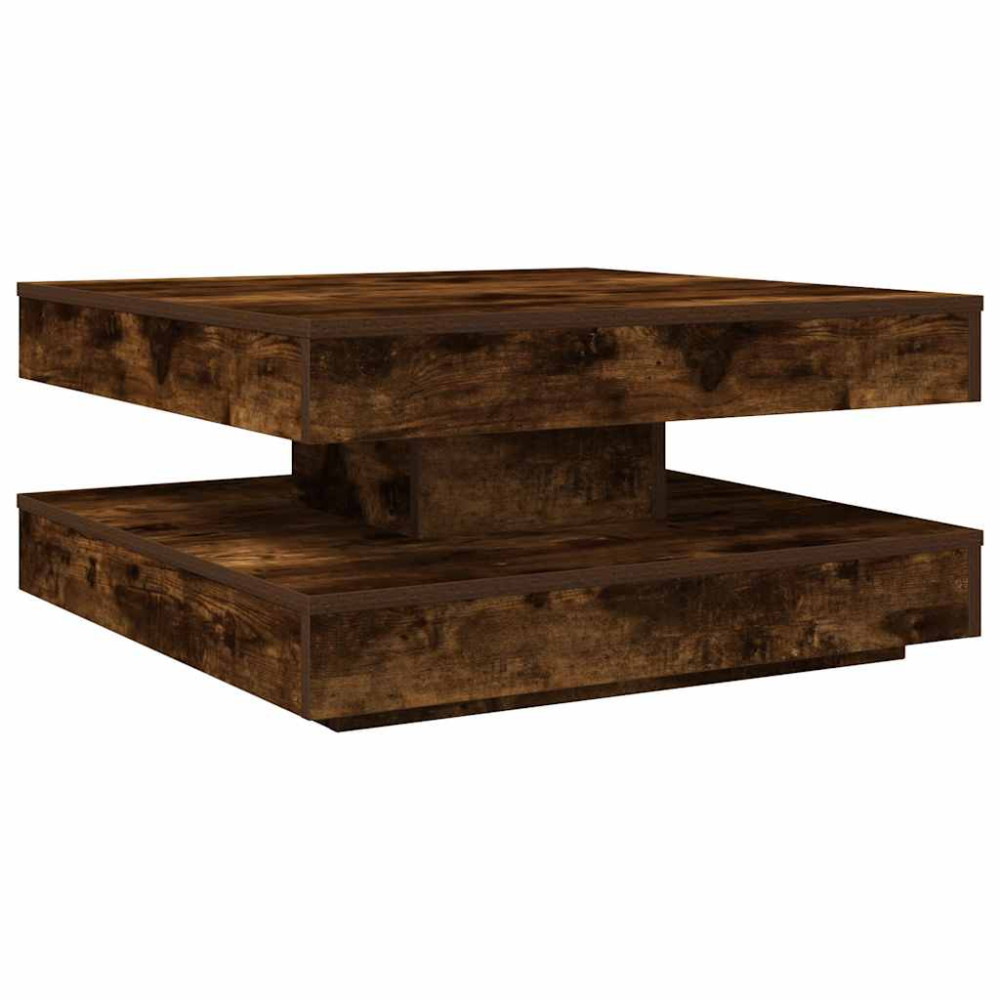 Produktbild för Soffbord 360 grader vridbart rökfärgad ek 70x70x34,5 cm
