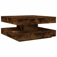Produktbild för Soffbord 360 grader vridbart rökfärgad ek 70x70x34,5 cm