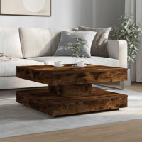 Produktbild för Soffbord 360 grader vridbart rökfärgad ek 70x70x34,5 cm