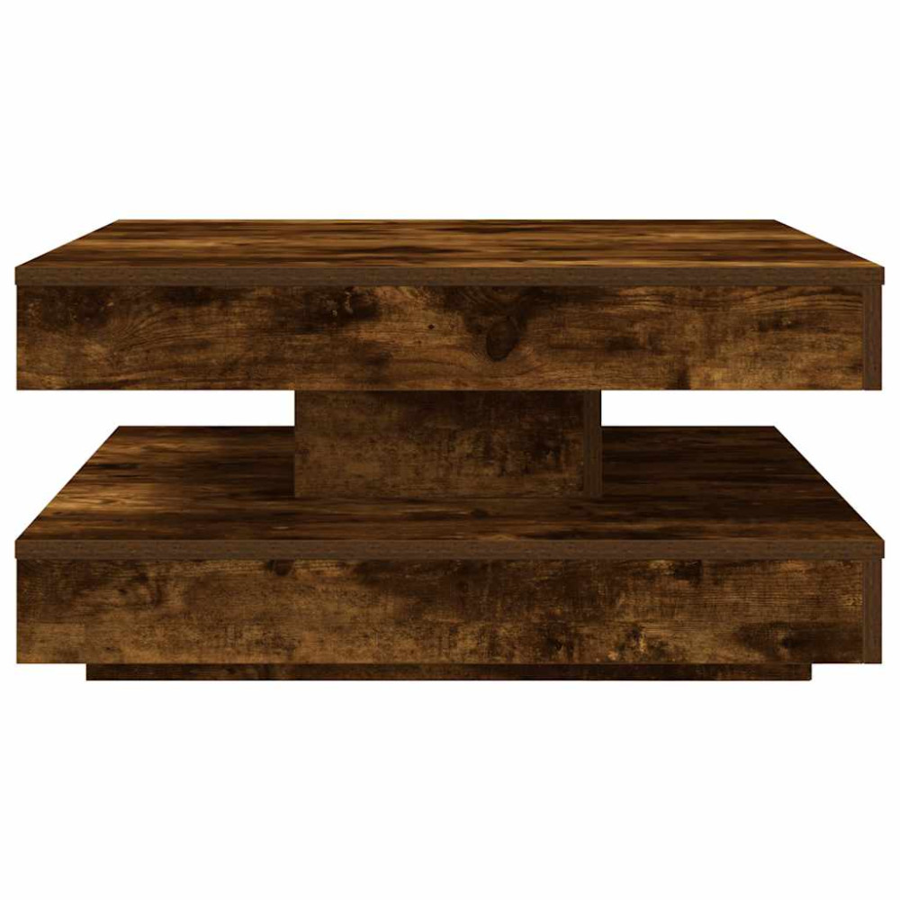 Produktbild för Soffbord 360 grader vridbart rökfärgad ek 70x70x34,5 cm