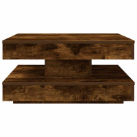 Produktbild för Soffbord 360 grader vridbart rökfärgad ek 70x70x34,5 cm