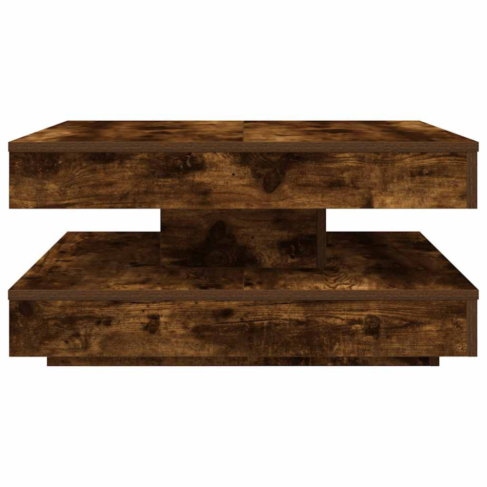 Produktbild för Soffbord 360 grader vridbart rökfärgad ek 70x70x34,5 cm
