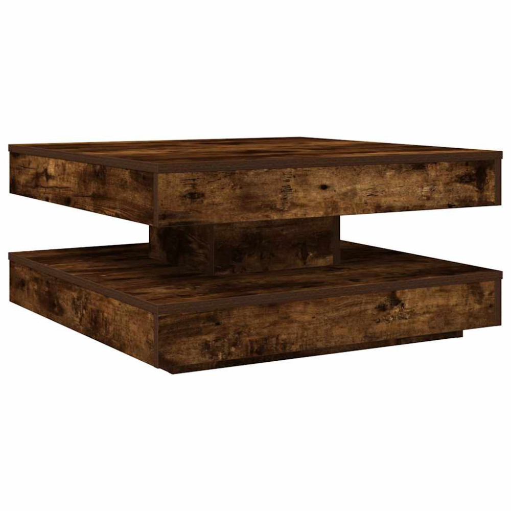 Produktbild för Soffbord 360 grader vridbart rökfärgad ek 70x70x34,5 cm
