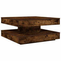 Produktbild för Soffbord 360 grader vridbart rökfärgad ek 70x70x34,5 cm