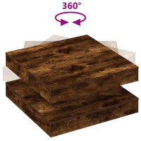 Produktbild för Soffbord 360 grader vridbart rökfärgad ek 70x70x34,5 cm