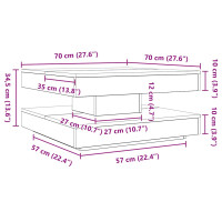 Produktbild för Soffbord 360 grader vridbart rökfärgad ek 70x70x34,5 cm