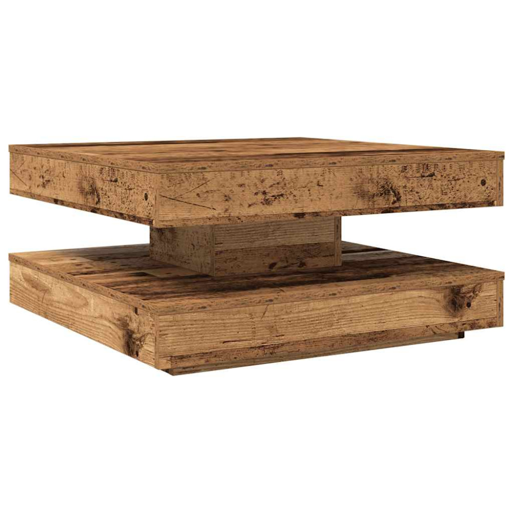 Produktbild för Soffbord 360 grader vridbart åldrat trä 70x70x34,5 cm