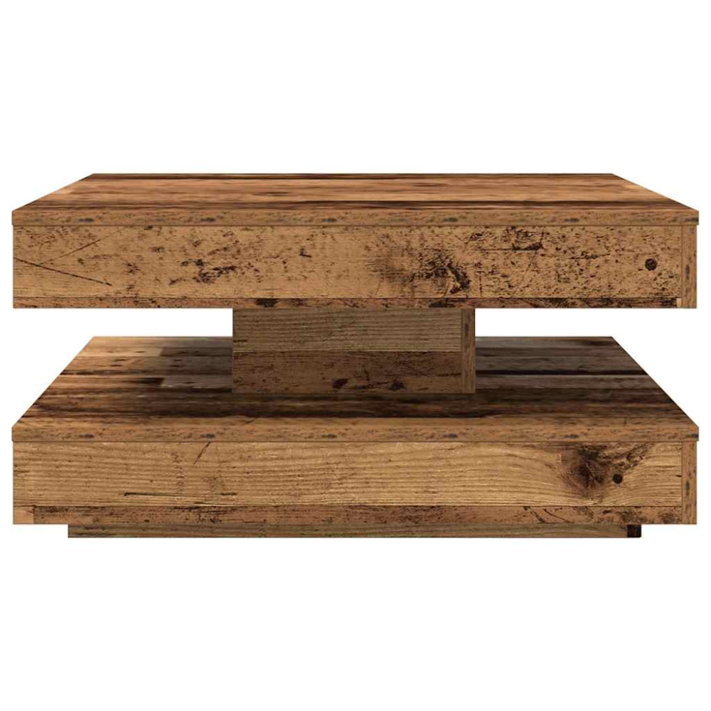Produktbild för Soffbord 360 grader vridbart åldrat trä 70x70x34,5 cm