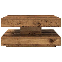Produktbild för Soffbord 360 grader vridbart åldrat trä 70x70x34,5 cm