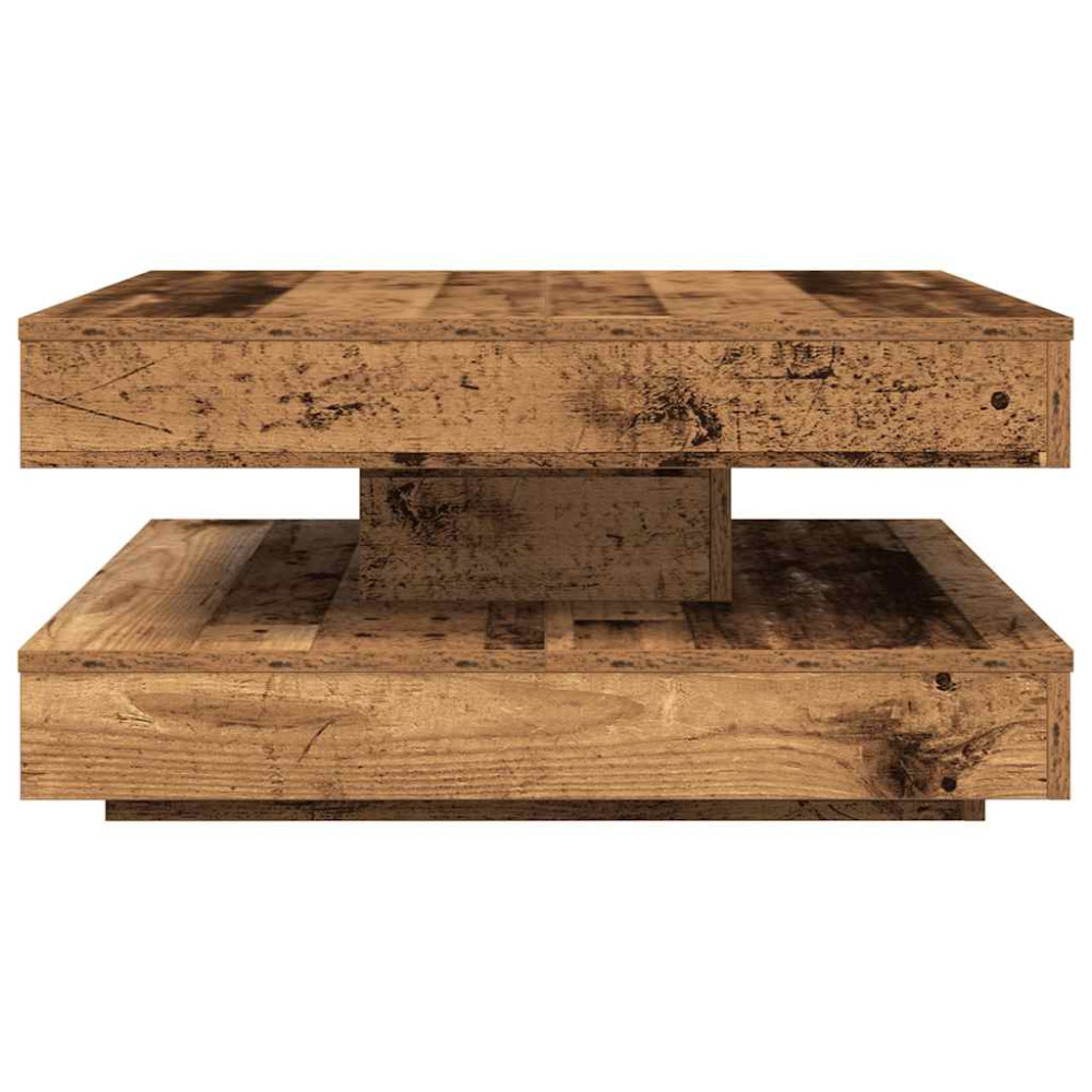 Produktbild för Soffbord 360 grader vridbart åldrat trä 70x70x34,5 cm