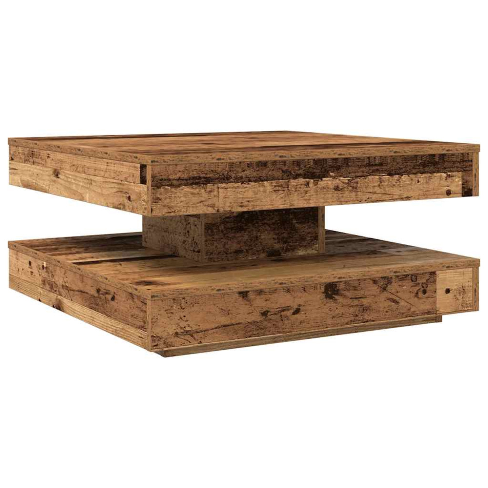 Produktbild för Soffbord 360 grader vridbart åldrat trä 70x70x34,5 cm