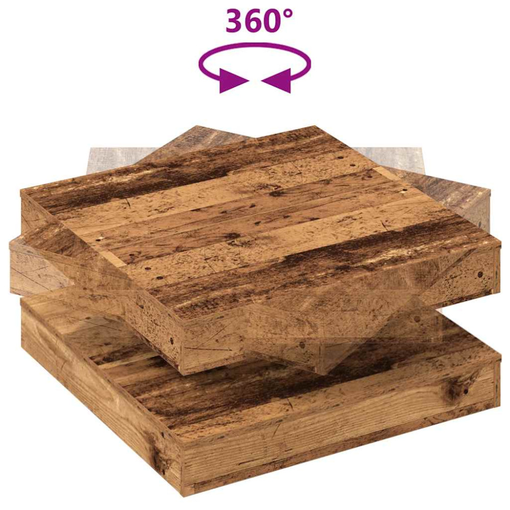 Produktbild för Soffbord 360 grader vridbart åldrat trä 70x70x34,5 cm