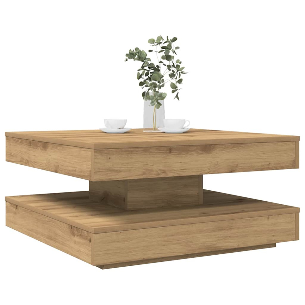 Produktbild för Soffbord 360 grader vridbart artisan ek 70x70x34,5 cm