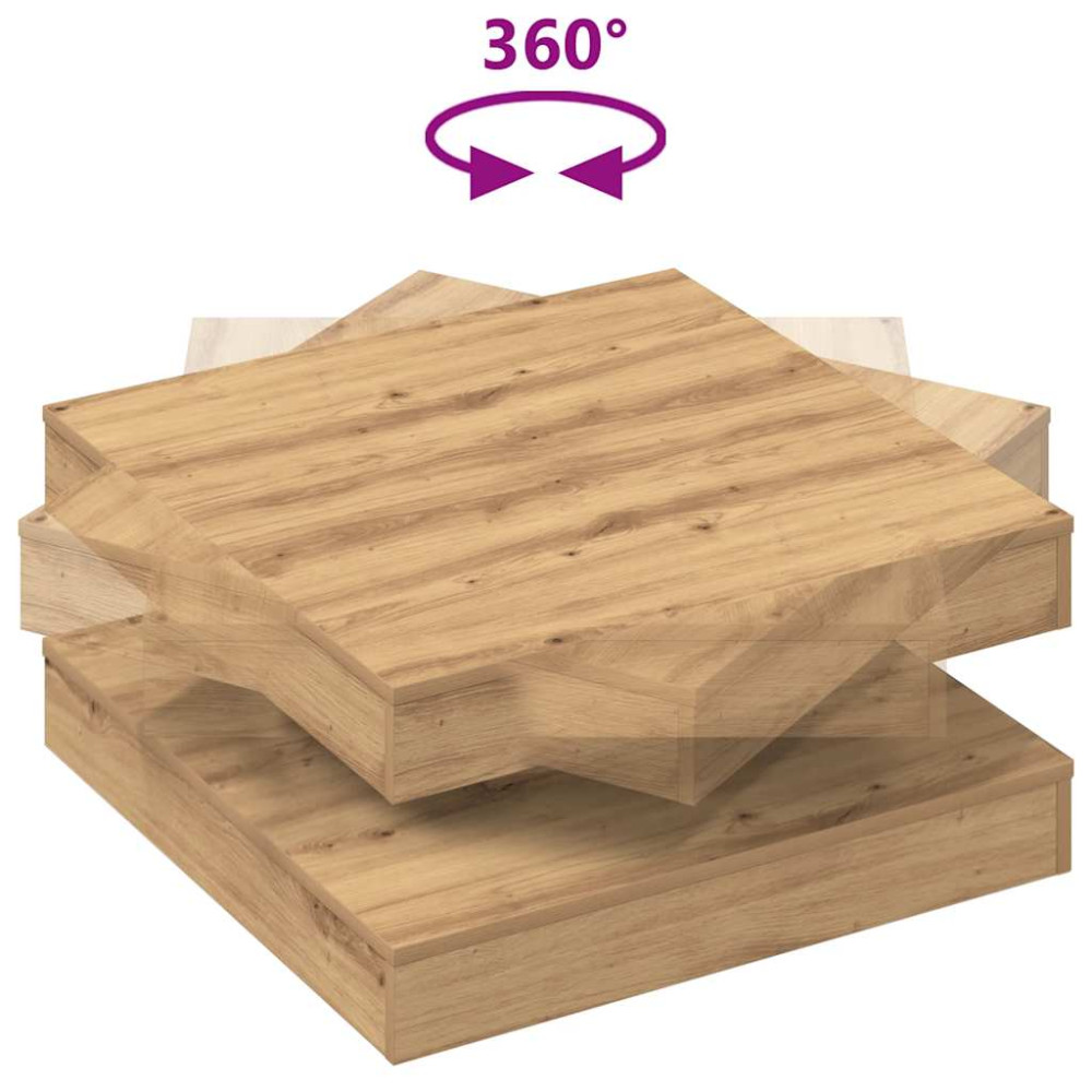 Produktbild för Soffbord 360 grader vridbart artisan ek 70x70x34,5 cm