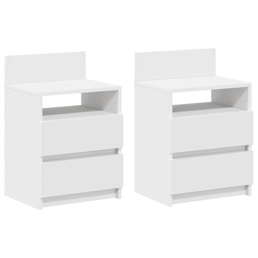 Produktbild för Sängbord 2 st med 2 lådor vit 40x33x60 cm