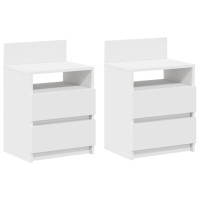 Produktbild för Sängbord 2 st med 2 lådor vit 40x33x60 cm