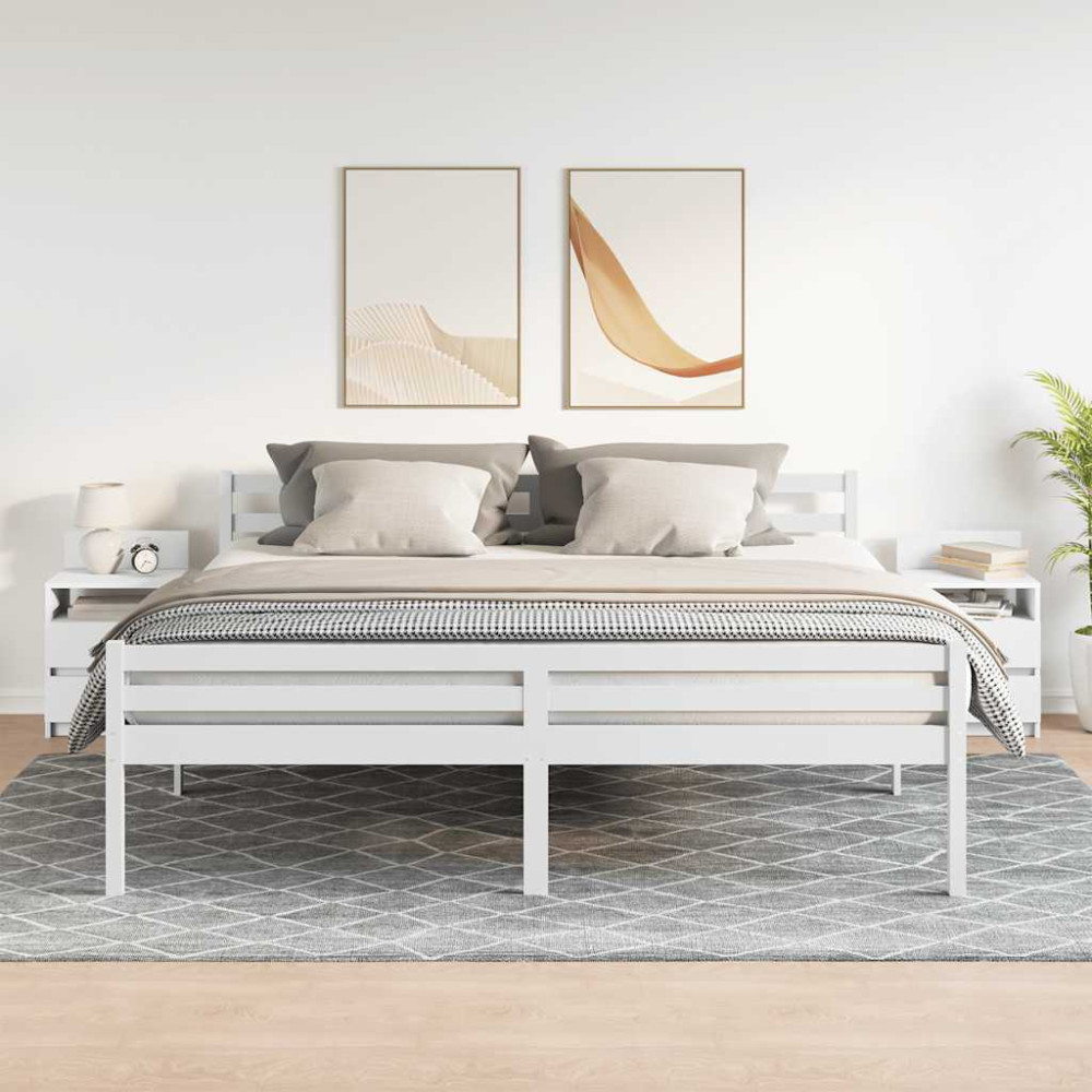 Produktbild för Sängbord 2 st med 2 lådor vit 40x33x60 cm