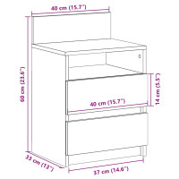 Produktbild för Sängbord 2 st med 2 lådor svart 40x33x60 cm
