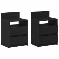 Produktbild för Sängbord 2 st med 2 lådor svart 40x33x60 cm