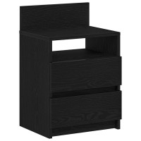 Produktbild för Sängbord 2 st med 2 lådor svart 40x33x60 cm
