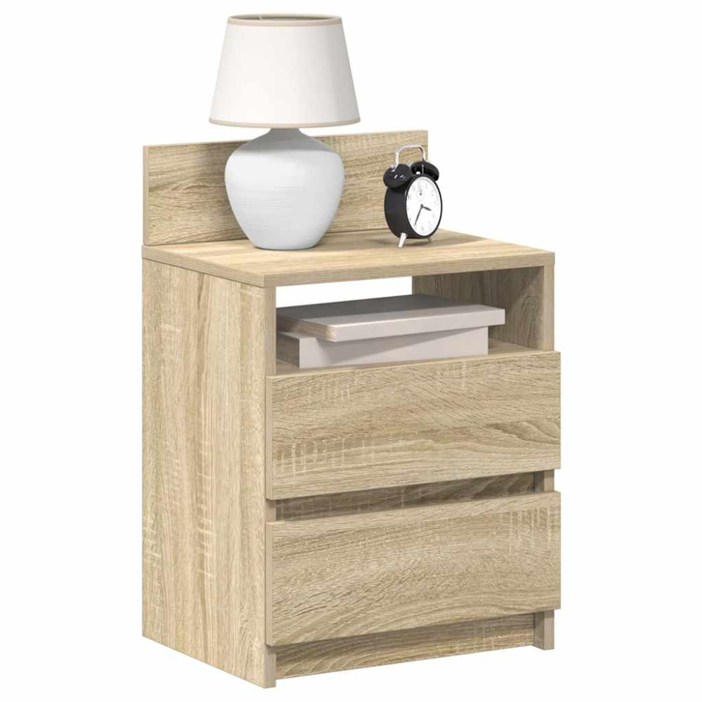Produktbild för Sängbord 2 st med 2 lådor sonoma-ek 40x33x60 cm