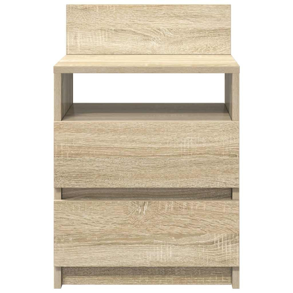 Produktbild för Sängbord 2 st med 2 lådor sonoma-ek 40x33x60 cm