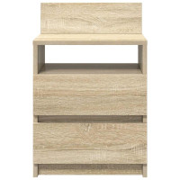 Produktbild för Sängbord 2 st med 2 lådor sonoma-ek 40x33x60 cm