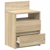 Produktbild för Sängbord 2 st med 2 lådor sonoma-ek 40x33x60 cm