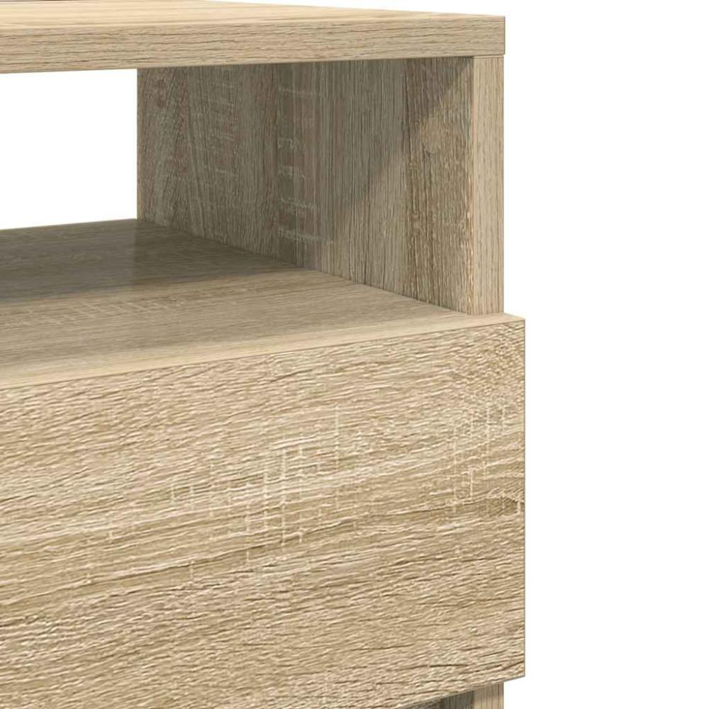 Produktbild för Sängbord 2 st med 2 lådor sonoma-ek 40x33x60 cm