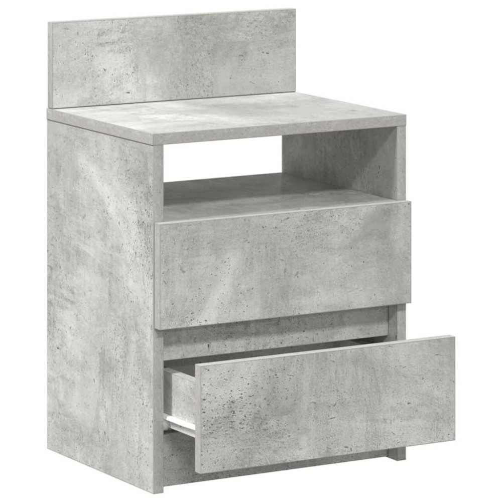 Produktbild för Sängbord med 2 lådor betonggrå 40x33x60 cm
