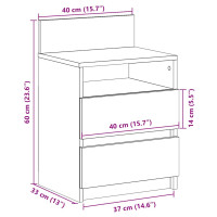 Produktbild för Sängbord 2 st med 2 lådor betonggrå 40x33x60 cm