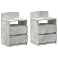 Produktbild för Sängbord 2 st med 2 lådor betonggrå 40x33x60 cm