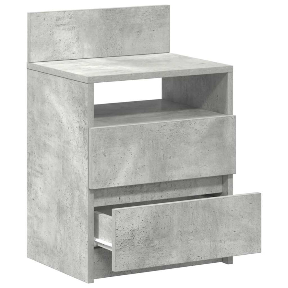 Produktbild för Sängbord 2 st med 2 lådor betonggrå 40x33x60 cm