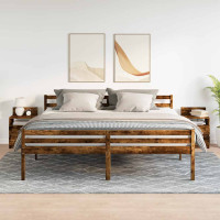 Produktbild för Sängbord 2 st med 2 lådor rökfärgad ek 40x33x60 cm