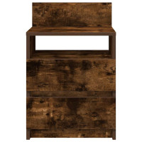 Produktbild för Sängbord 2 st med 2 lådor rökfärgad ek 40x33x60 cm