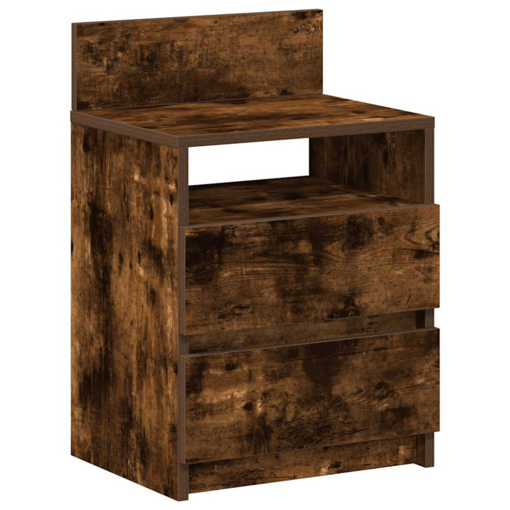 Produktbild för Sängbord 2 st med 2 lådor rökfärgad ek 40x33x60 cm