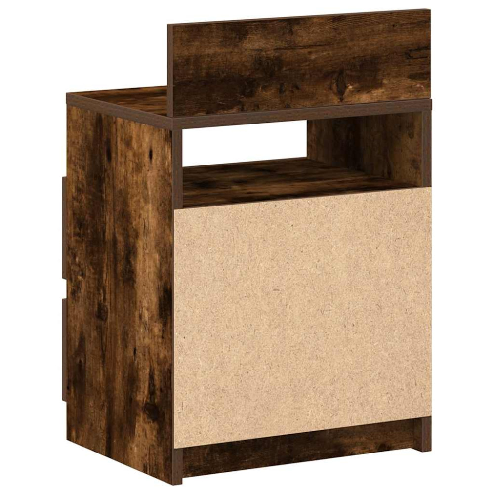 Produktbild för Sängbord 2 st med 2 lådor rökfärgad ek 40x33x60 cm