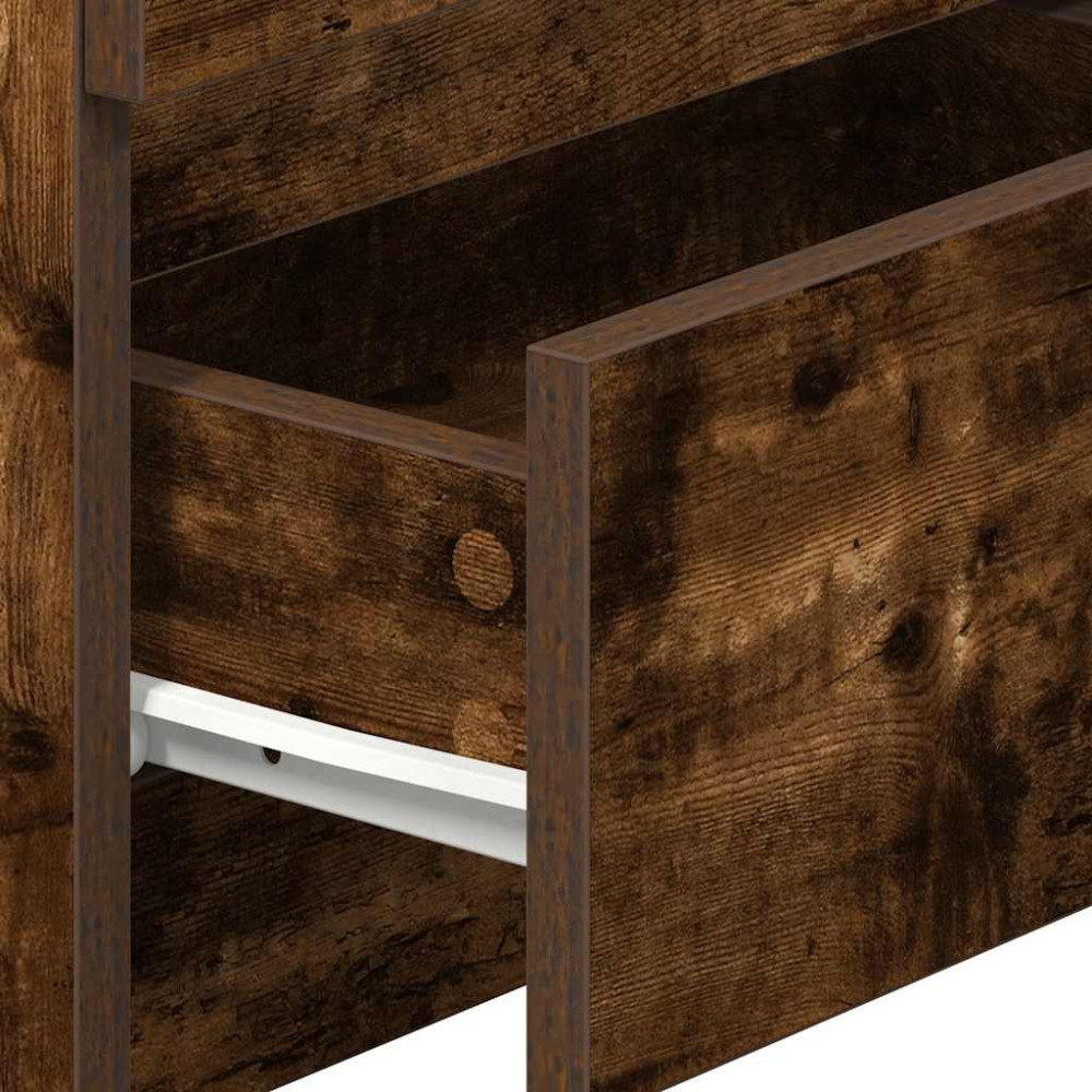Produktbild för Sängbord 2 st med 2 lådor rökfärgad ek 40x33x60 cm